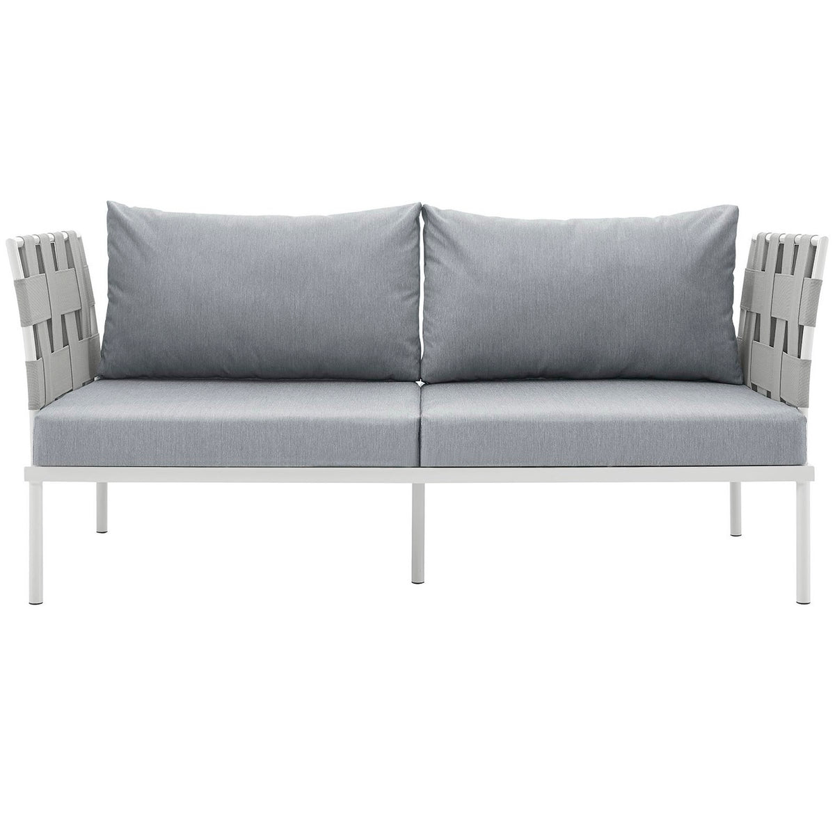 Harmony Outdoor Patio Aluminum Loveseat - White Gray