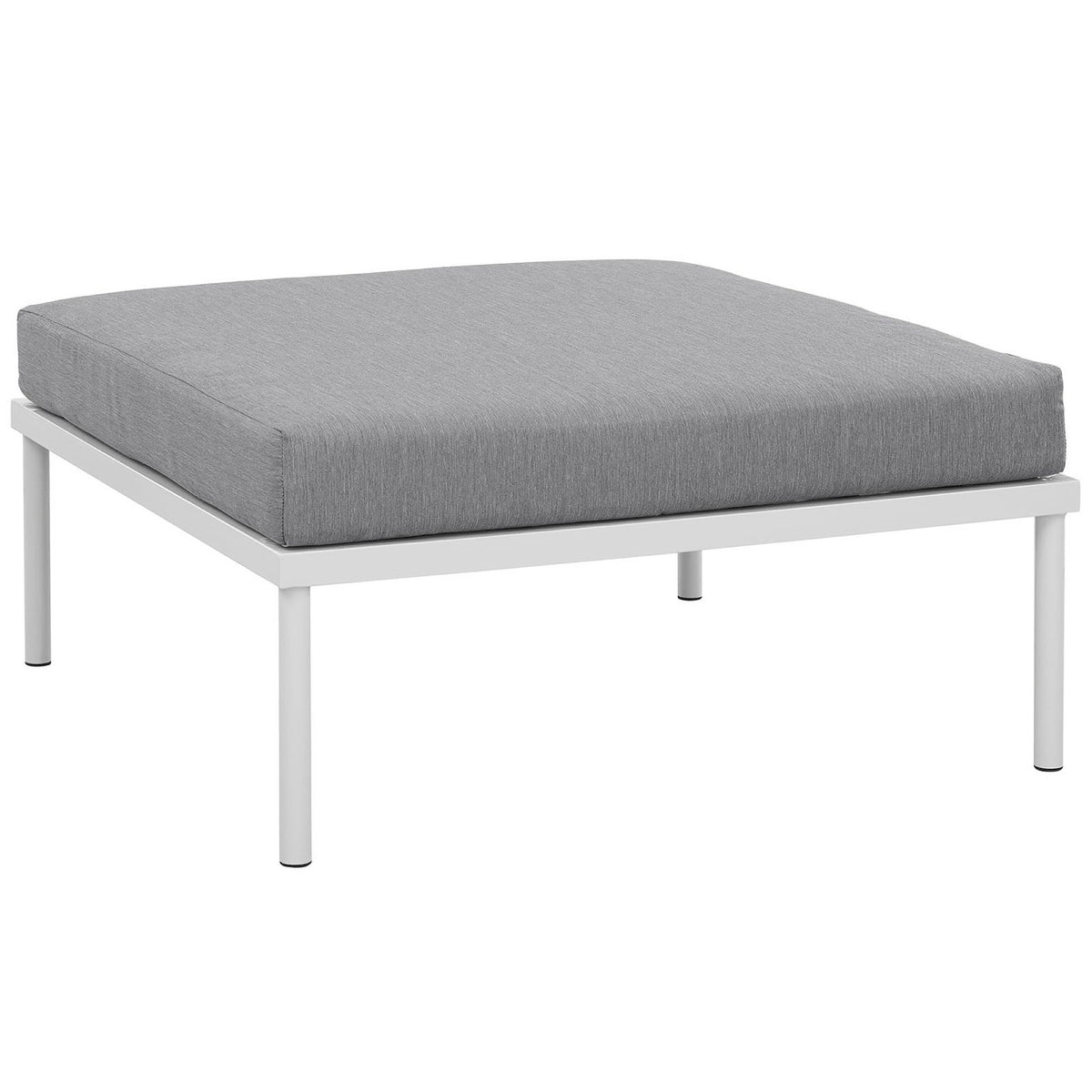 Harmony Outdoor Patio Aluminum Ottoman - White Gray