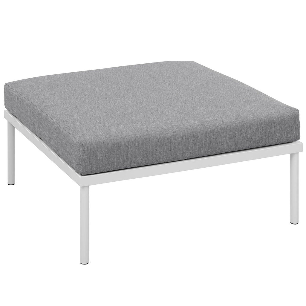 Harmony Outdoor Patio Aluminum Ottoman - White Gray