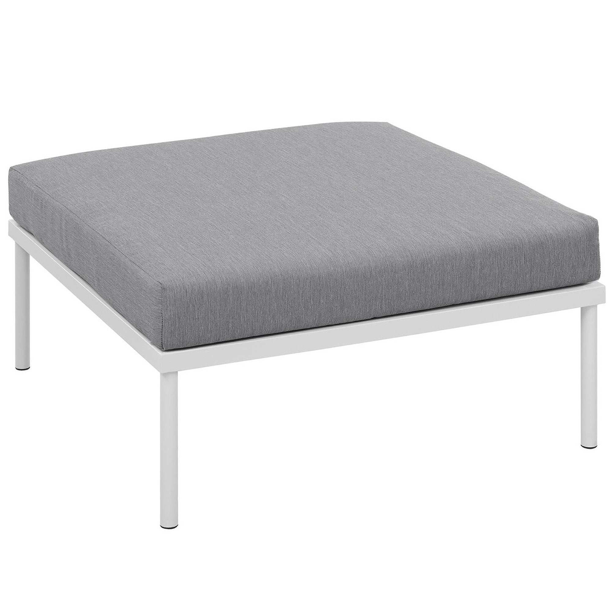 Harmony Outdoor Patio Aluminum Ottoman - White Gray