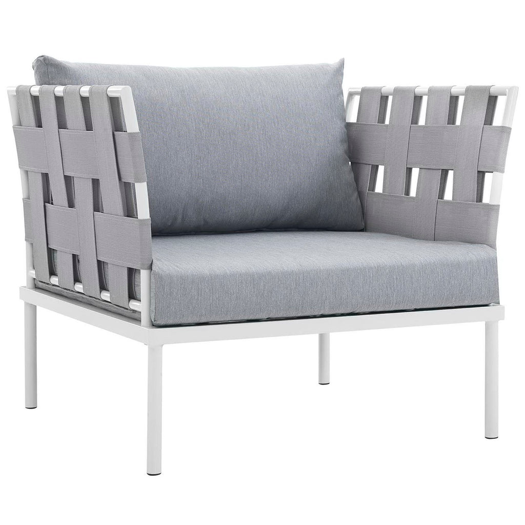Harmony 3 Piece Outdoor Patio Aluminum Sectional Sofa Set - White Gray