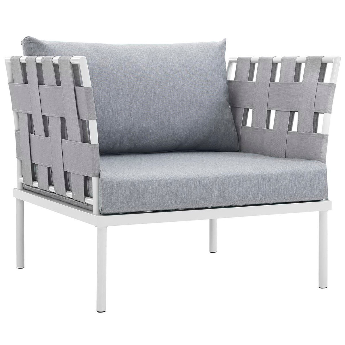 Harmony 3 Piece Outdoor Patio Aluminum Sectional Sofa Set - White Gray