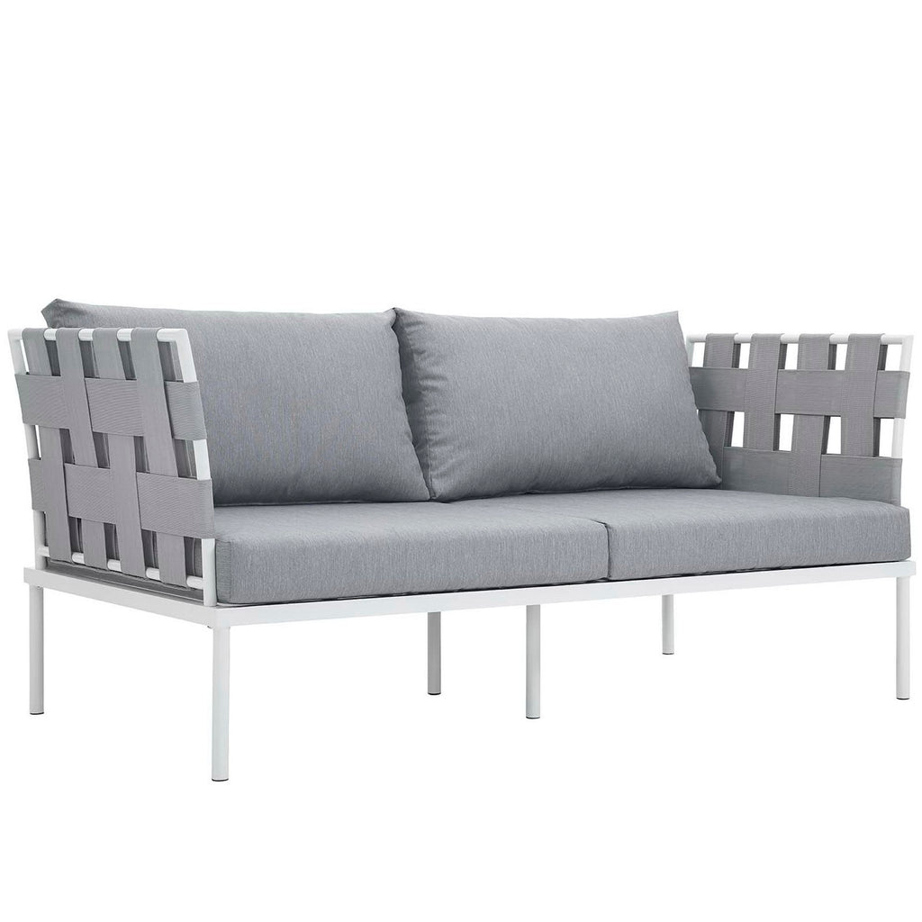 Harmony 5 Piece Outdoor Patio Aluminum Sectional Sofa Set - White Gray