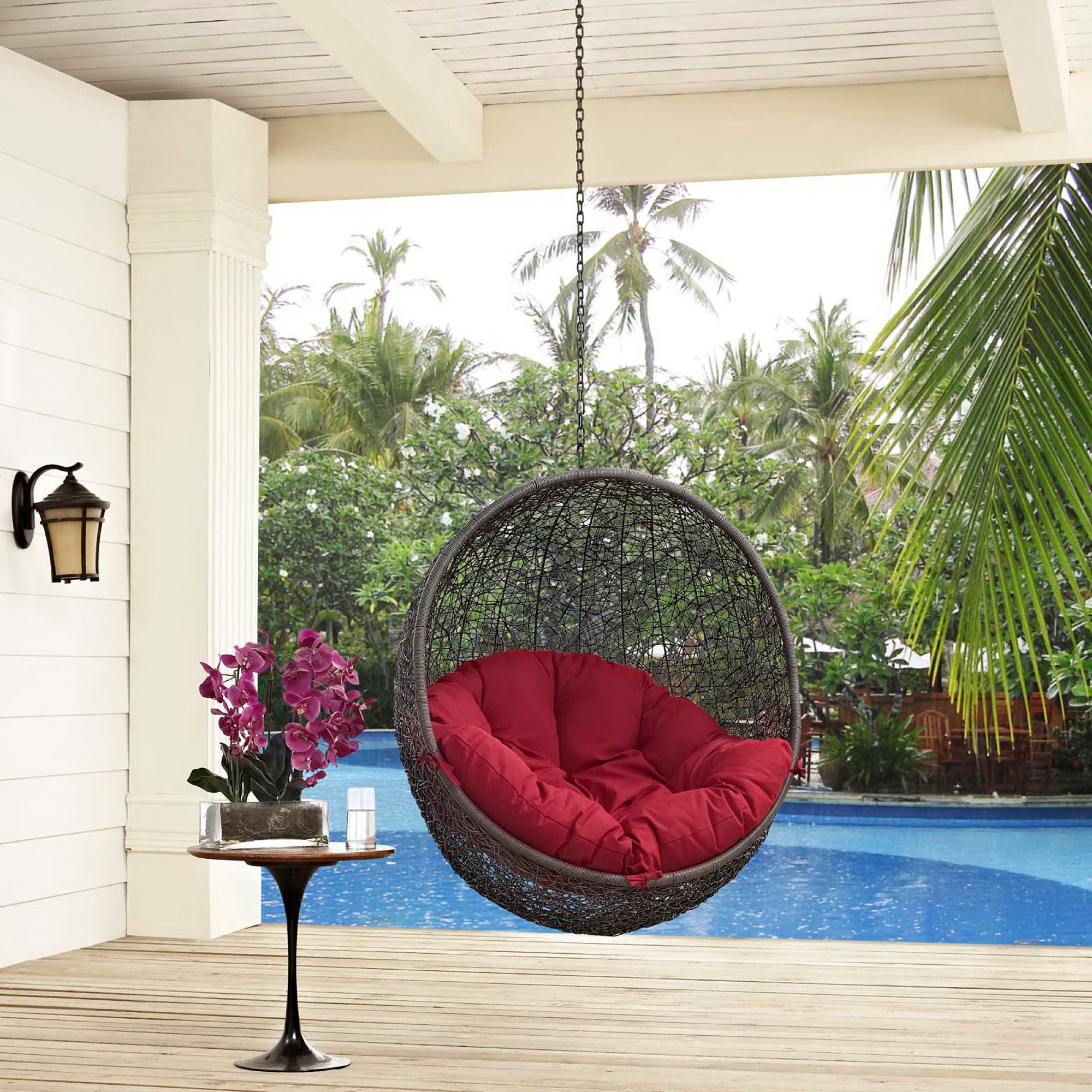 Hide Outdoor Patio Swing Chair Without Stand - Gray Red