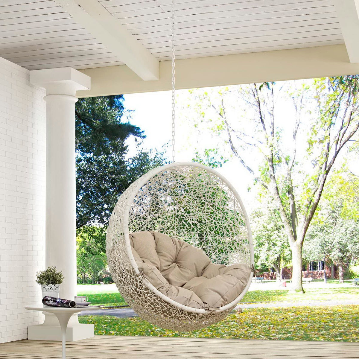 Hide Outdoor Patio Swing Chair Without Stand - White Beige