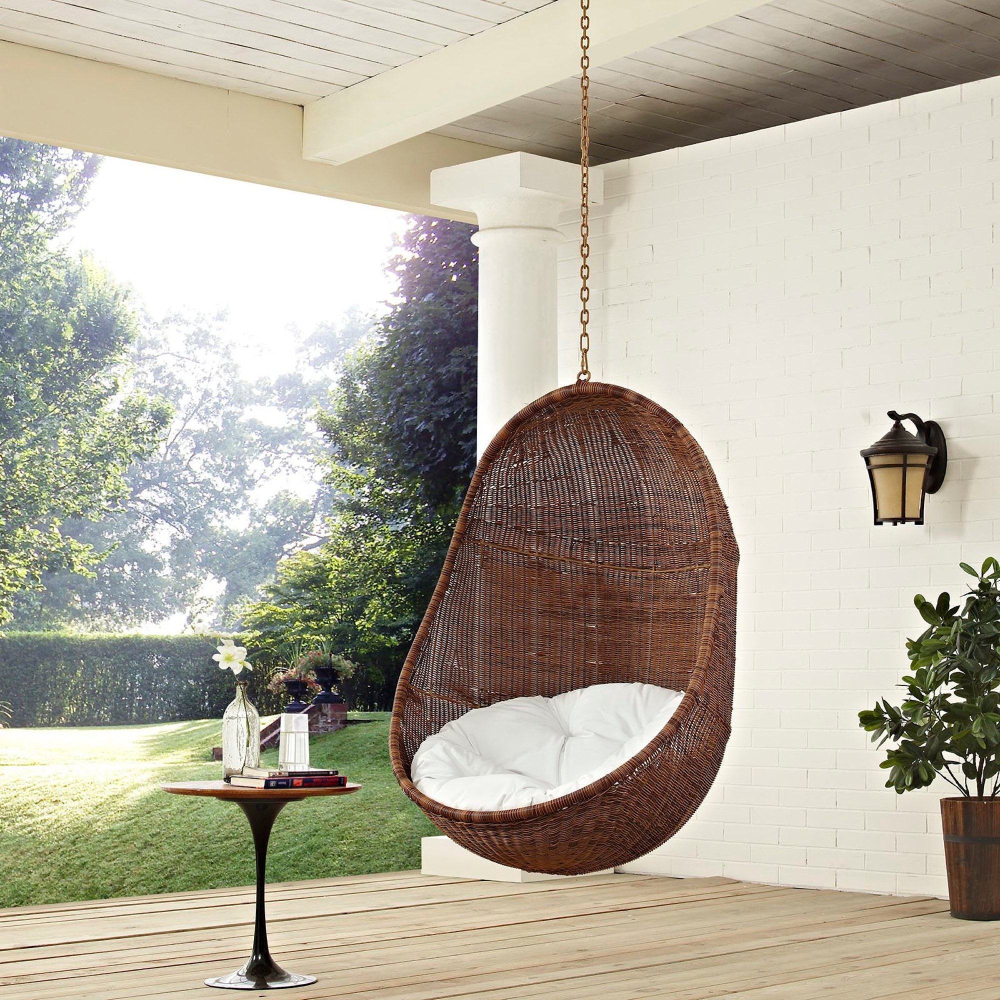 Bean Outdoor Patio Swing Chair Without Stand - Coffee White