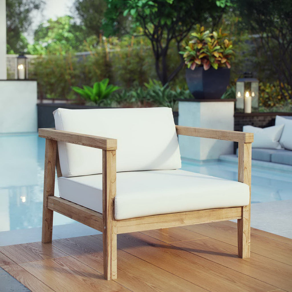 Bayport Outdoor Patio Teak Armchair - Natural White