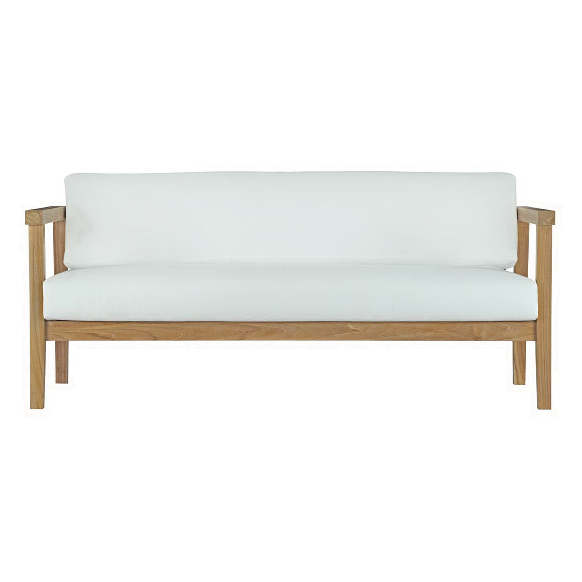 Bayport 6 Piece Outdoor Patio Teak Set - Natural White (2 Armchairs, Coffee Table, 2 Ottomans, Sofa)