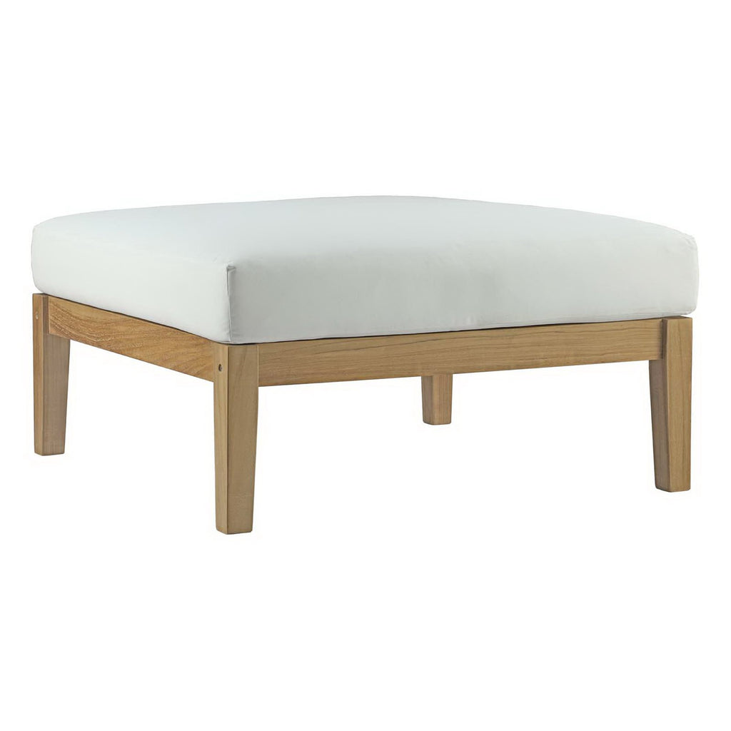 Bayport Outdoor Patio Teak Ottoman - Natural White