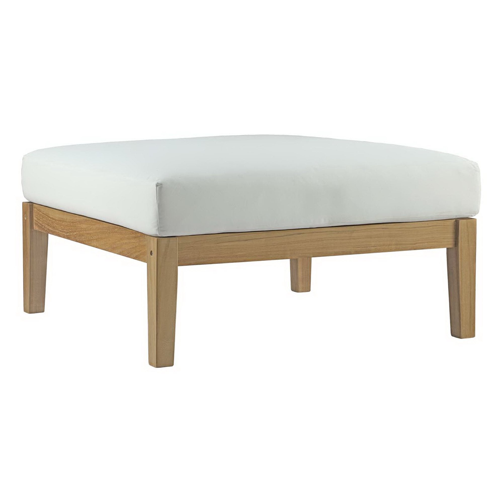 Bayport Outdoor Patio Teak Ottoman - Natural White