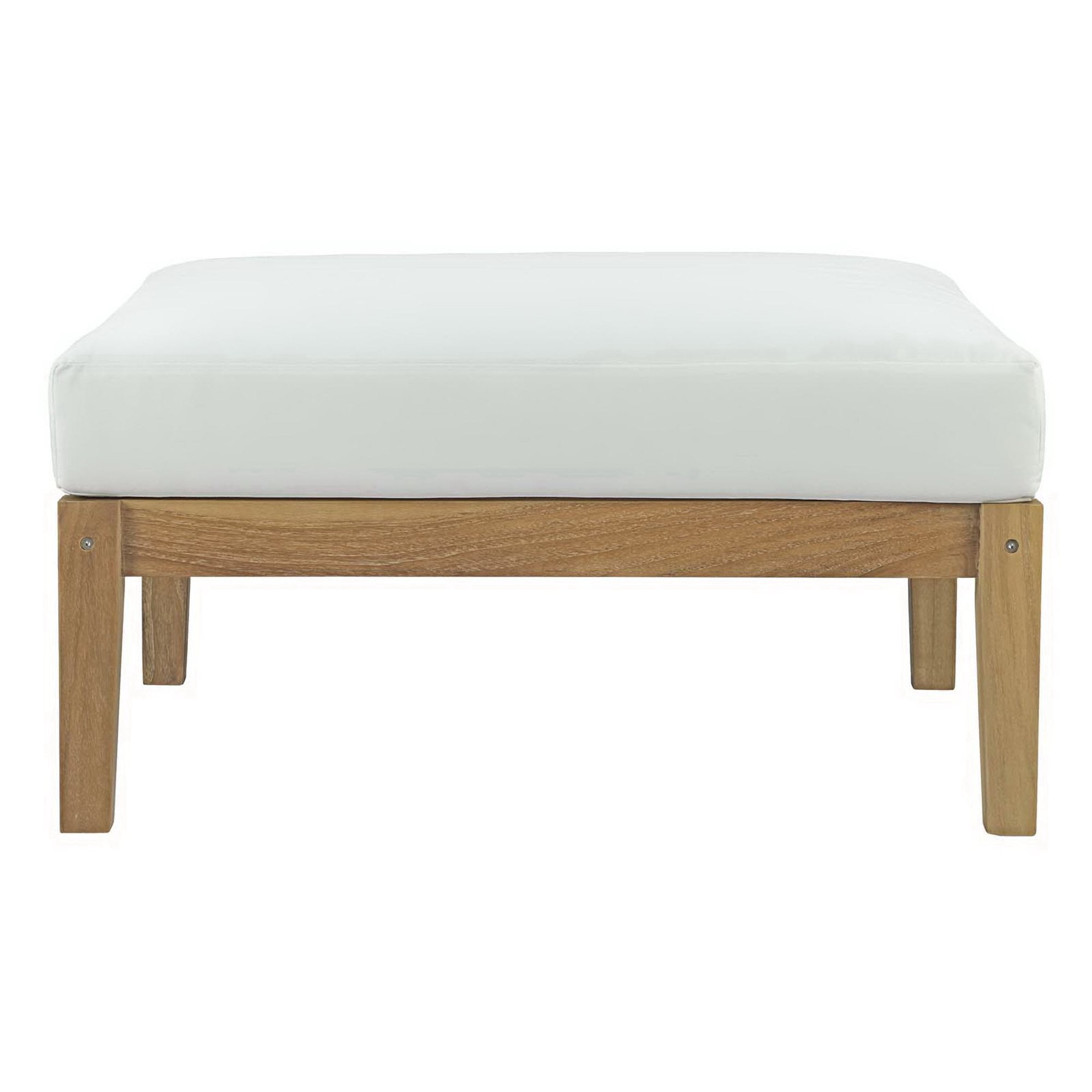 Bayport Outdoor Patio Teak Ottoman - Natural White