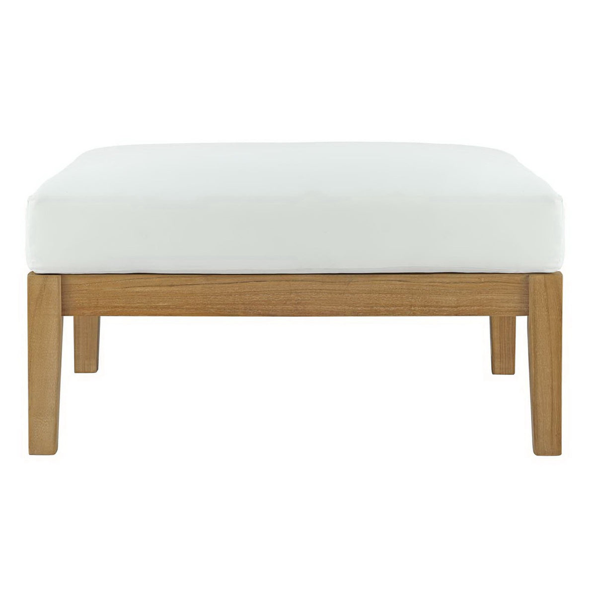 Bayport Outdoor Patio Teak Ottoman - Natural White