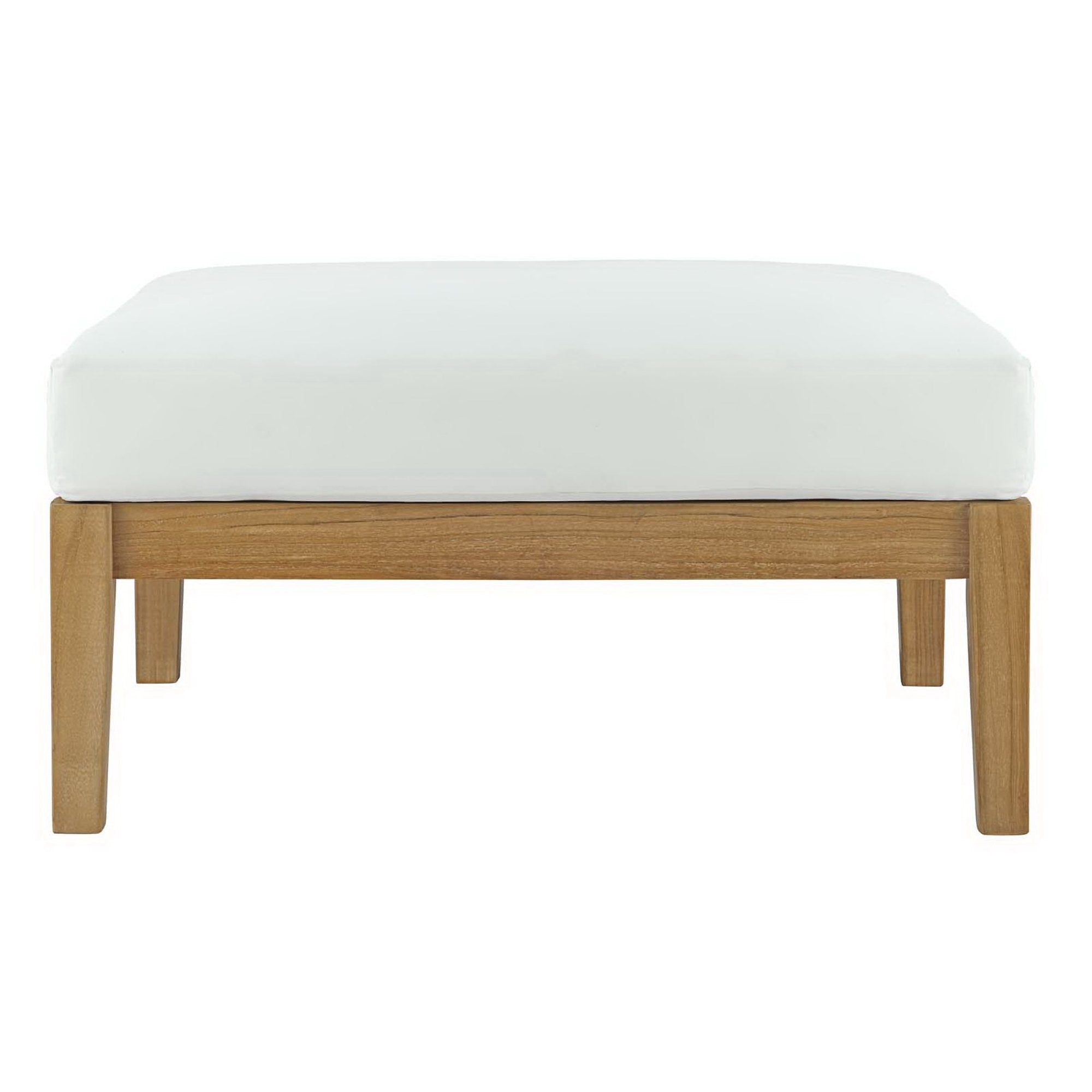 Bayport 6 Piece Outdoor Patio Teak Set - Natural White (2 Armchairs, Coffee Table, 2 Ottomans, Sofa)