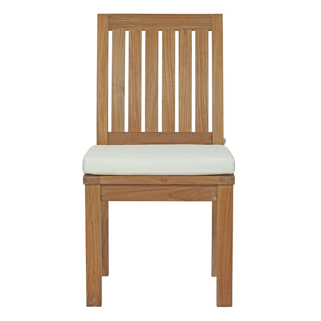 Marina Outdoor Patio Teak Dining Chair - Natural White (EEI-2700-NAT-WHI)
