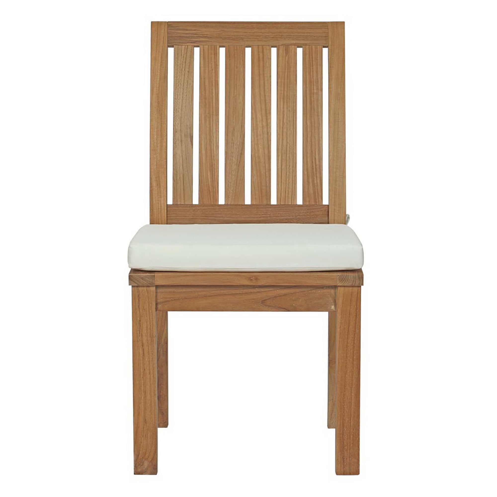 Marina Outdoor Patio Teak Dining Chair - Natural White (EEI-2700-NAT-WHI)