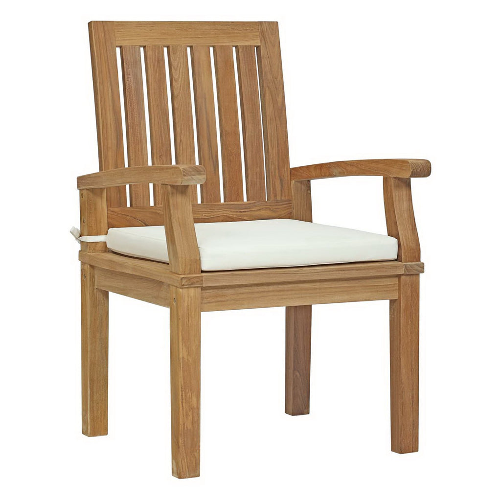 Marina Outdoor Patio Teak Dining Chair - Natural White (EEI-2701-NAT-WHI)