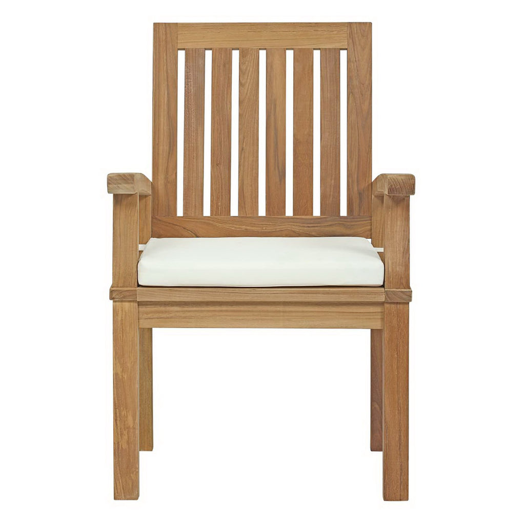 Marina Outdoor Patio Teak Dining Chair - Natural White (EEI-2701-NAT-WHI)
