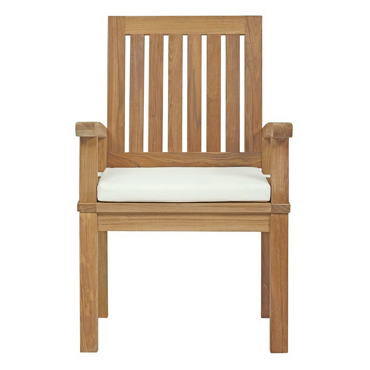 Marina Outdoor Patio Teak Dining Chair - Natural White (EEI-2701-NAT-WHI)