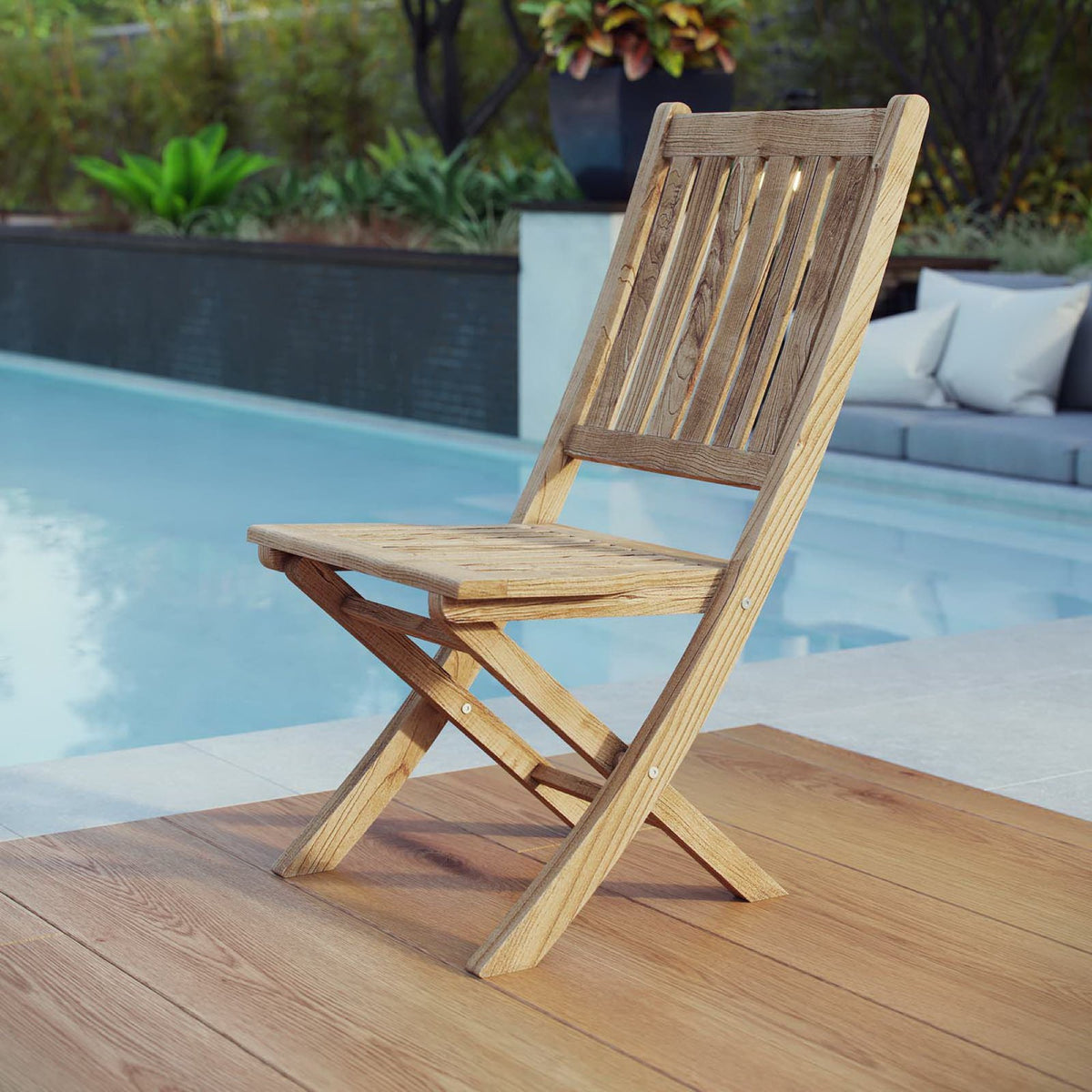 Marina Outdoor Patio Teak Folding Chair - Natural (EEI-2702-NAT)
