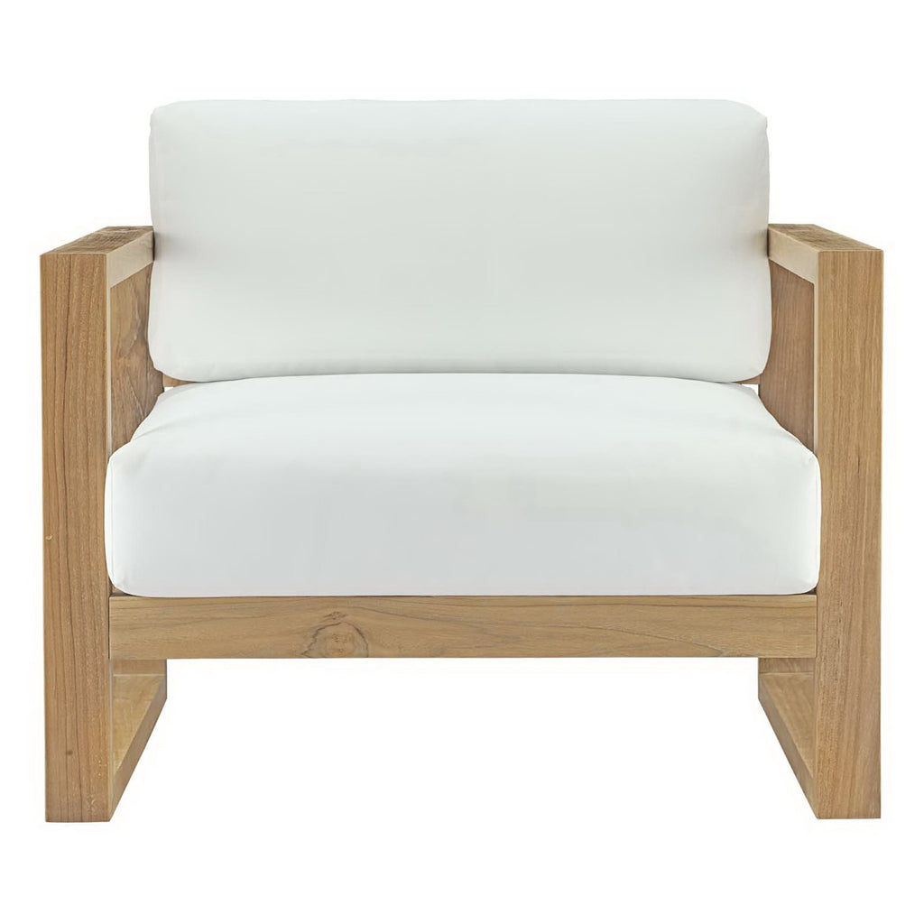 Upland Outdoor Patio Teak Armchair - Natural White