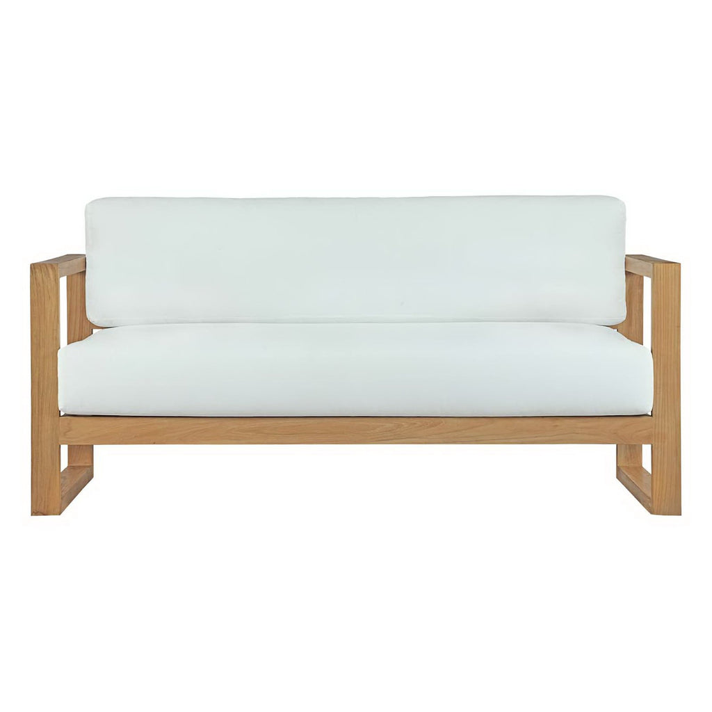 Upland Outdoor Patio Teak Sofa - Natural White