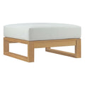 Upland Outdoor Patio Teak Ottoman - Natural White