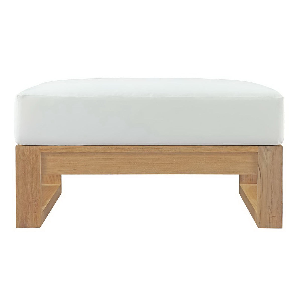Upland Outdoor Patio Teak Ottoman - Natural White