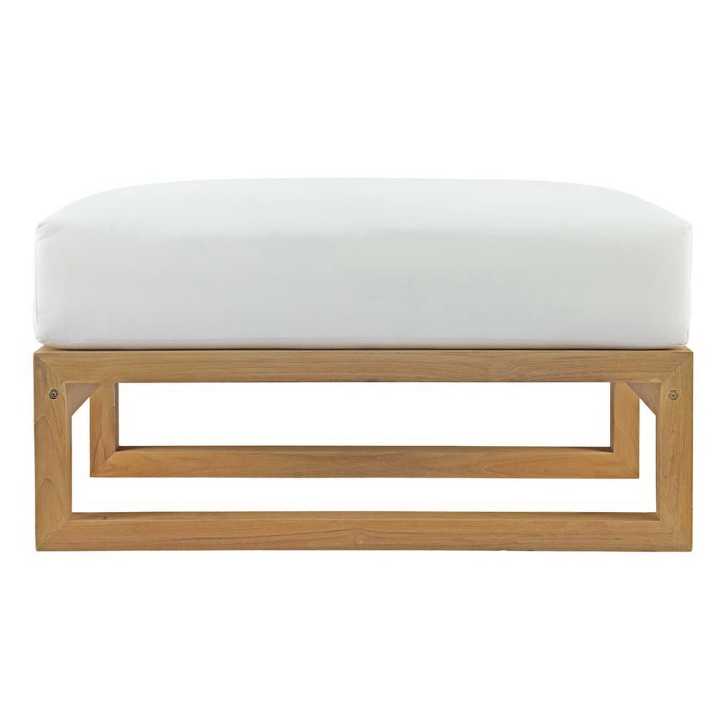 Upland Outdoor Patio Teak Ottoman - Natural White