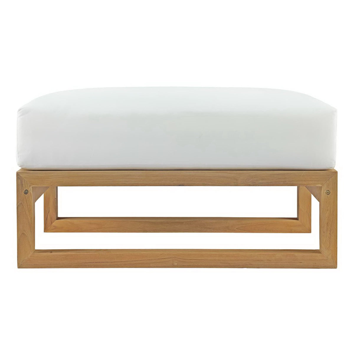 Upland Outdoor Patio Teak Ottoman - Natural White