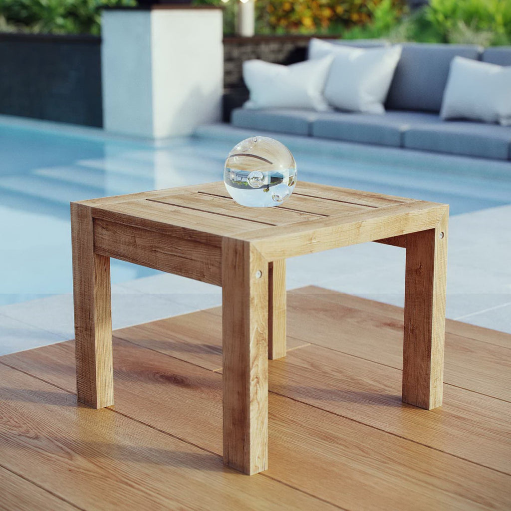 Upland Outdoor Patio Wood Side Table - Natural