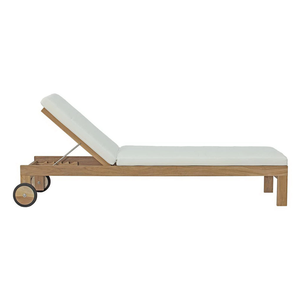 Upland Outdoor Patio Teak Chaise - Natural White
