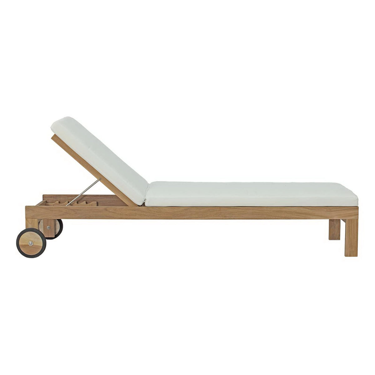 Upland Outdoor Patio Teak Chaise - Natural White