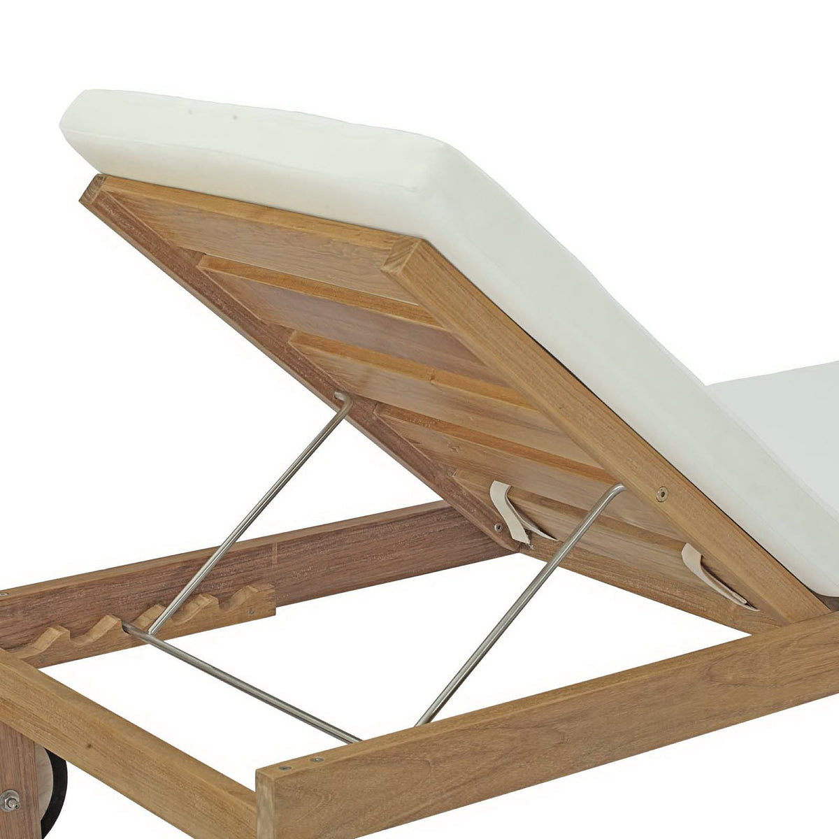 Upland Outdoor Patio Teak Chaise - Natural White