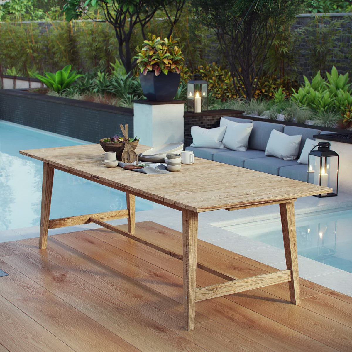 Dorset Outdoor Patio Teak Dining Table - Natural