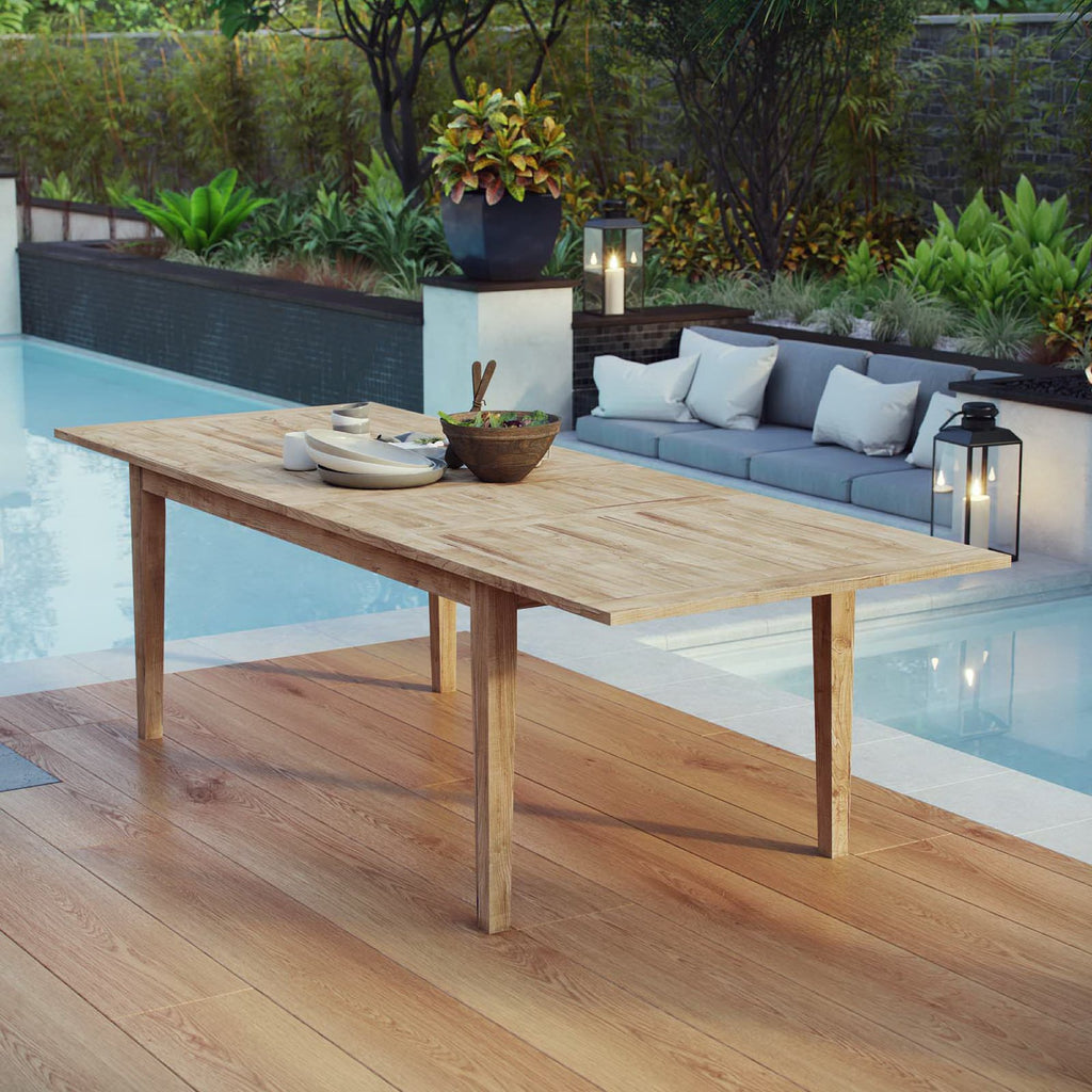 Marina Extendable Outdoor Patio Teak Dining Table - Natural
