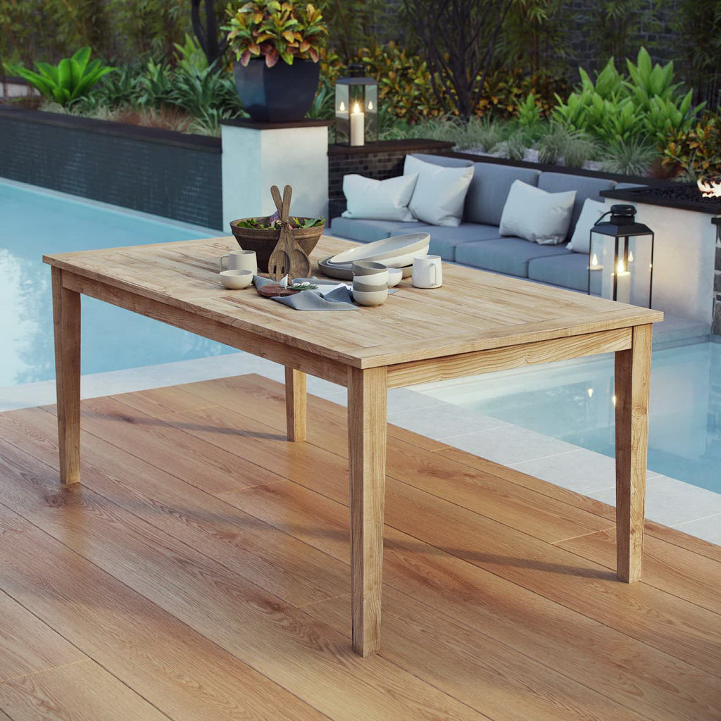 Marina 72" Outdoor Patio Teak Dining Table - Natural