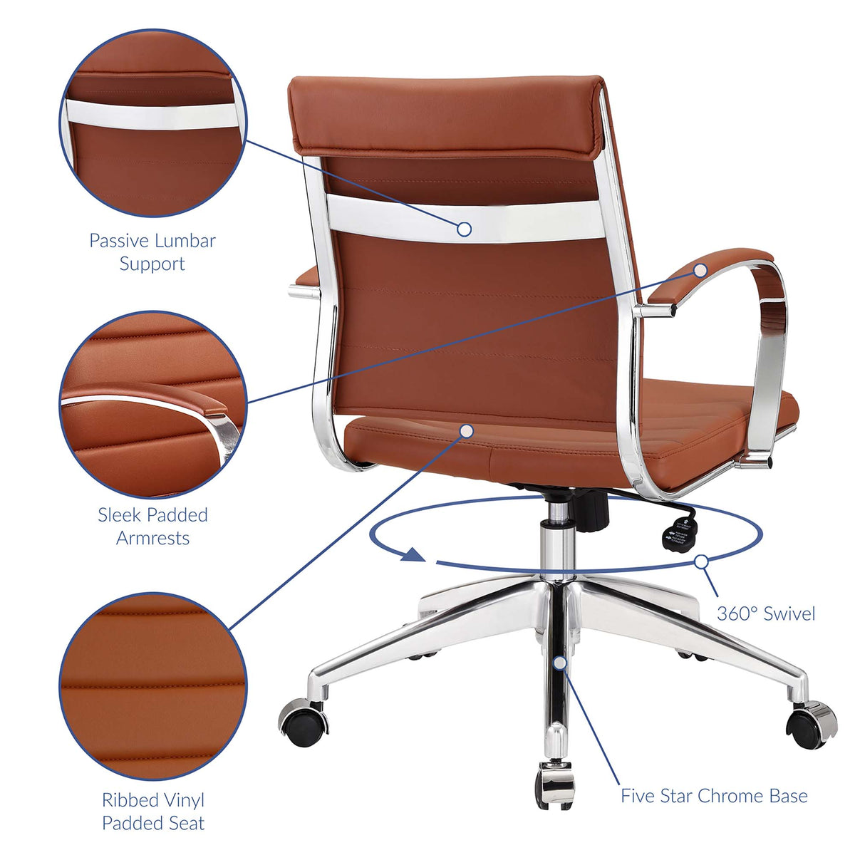 Jive Mid Back Office Chair - Terracotta