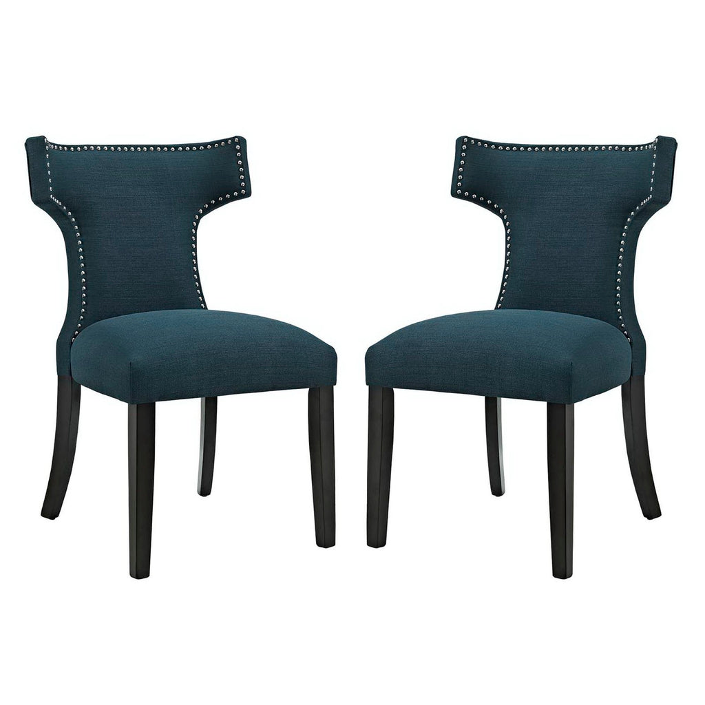 Curve Fabric Dining Side Chair Set of 2 - Azure