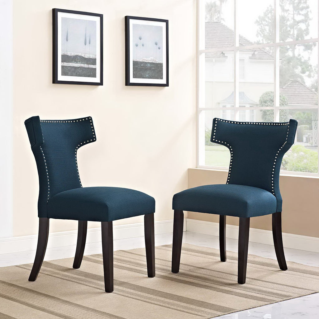 Curve Fabric Dining Side Chair Set of 2 - Azure