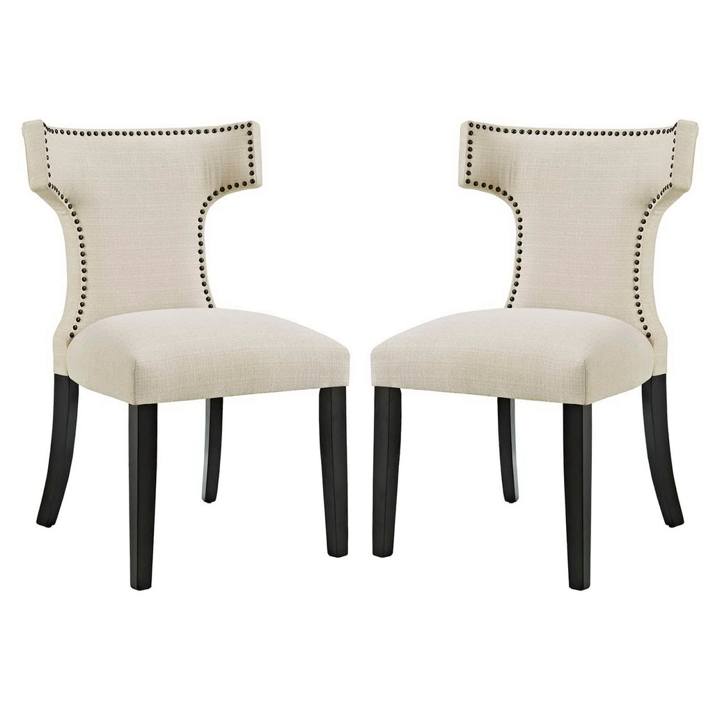Curve Fabric Dining Side Chair Set of 2 - Beige