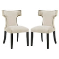 Curve Fabric Dining Side Chair Set of 2 - Beige