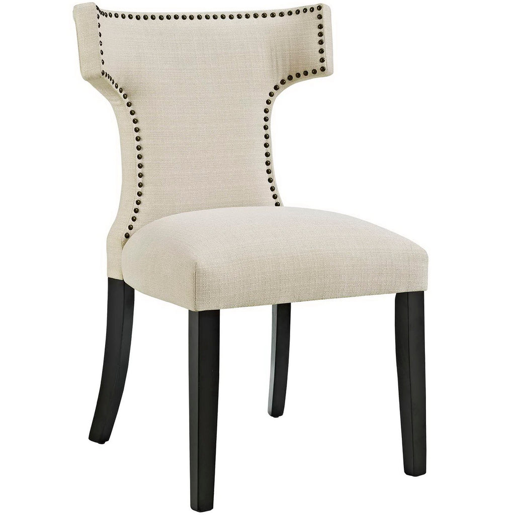 Curve Fabric Dining Side Chair Set of 2 - Beige