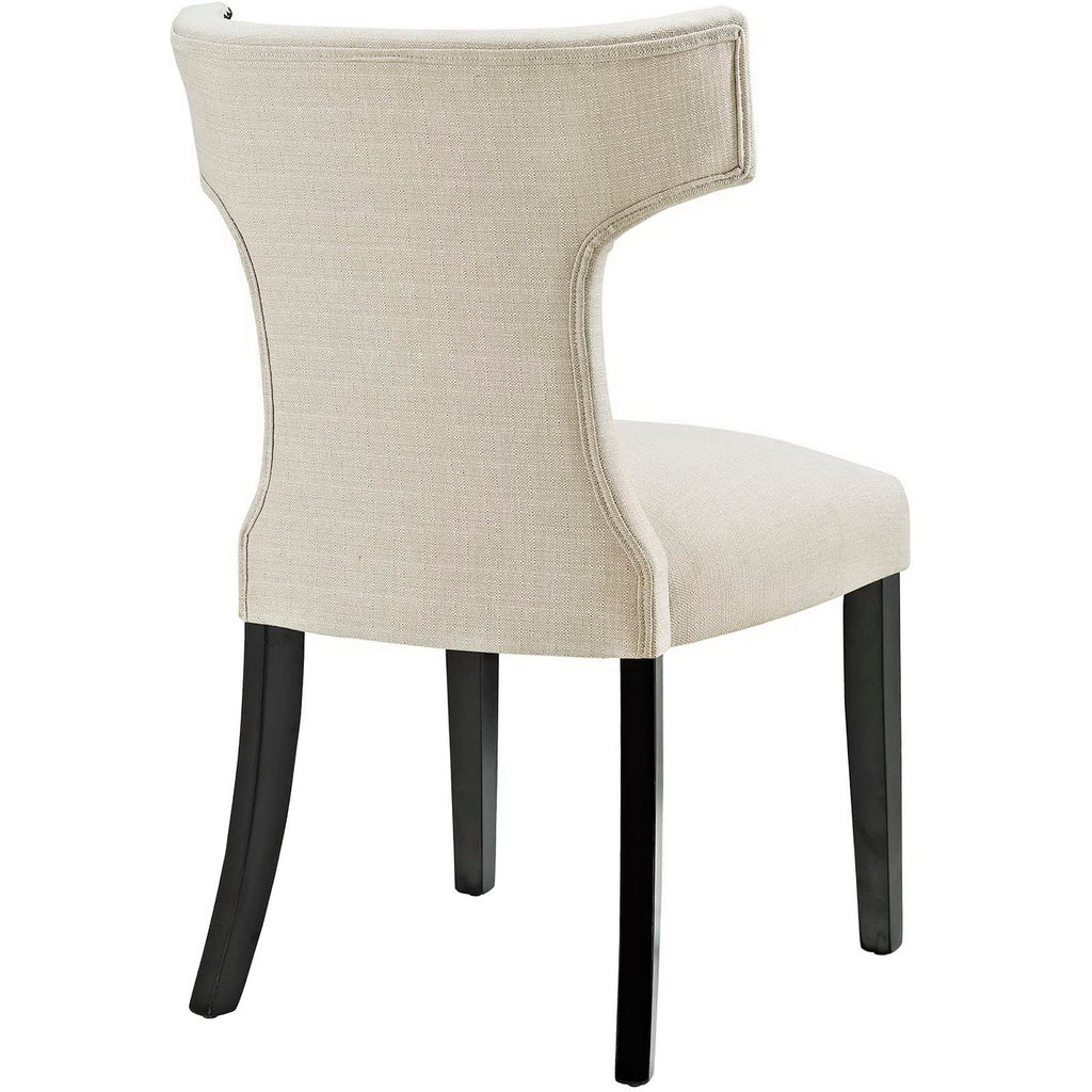 Curve Fabric Dining Side Chair Set of 2 - Beige