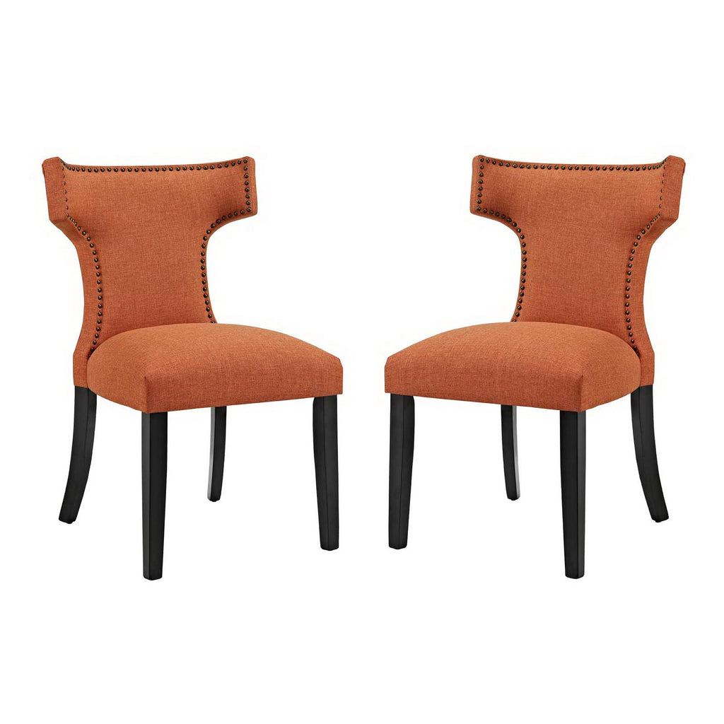 Curve Fabric Dining Side Chair Set of 2 - Orange
