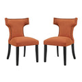 Curve Fabric Dining Side Chair Set of 2 - Orange