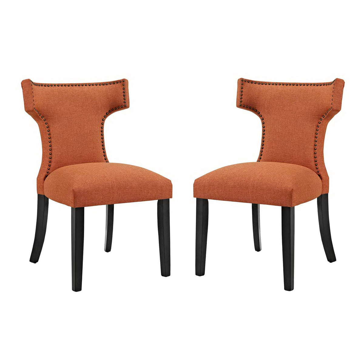 Curve Fabric Dining Side Chair Set of 2 - Orange