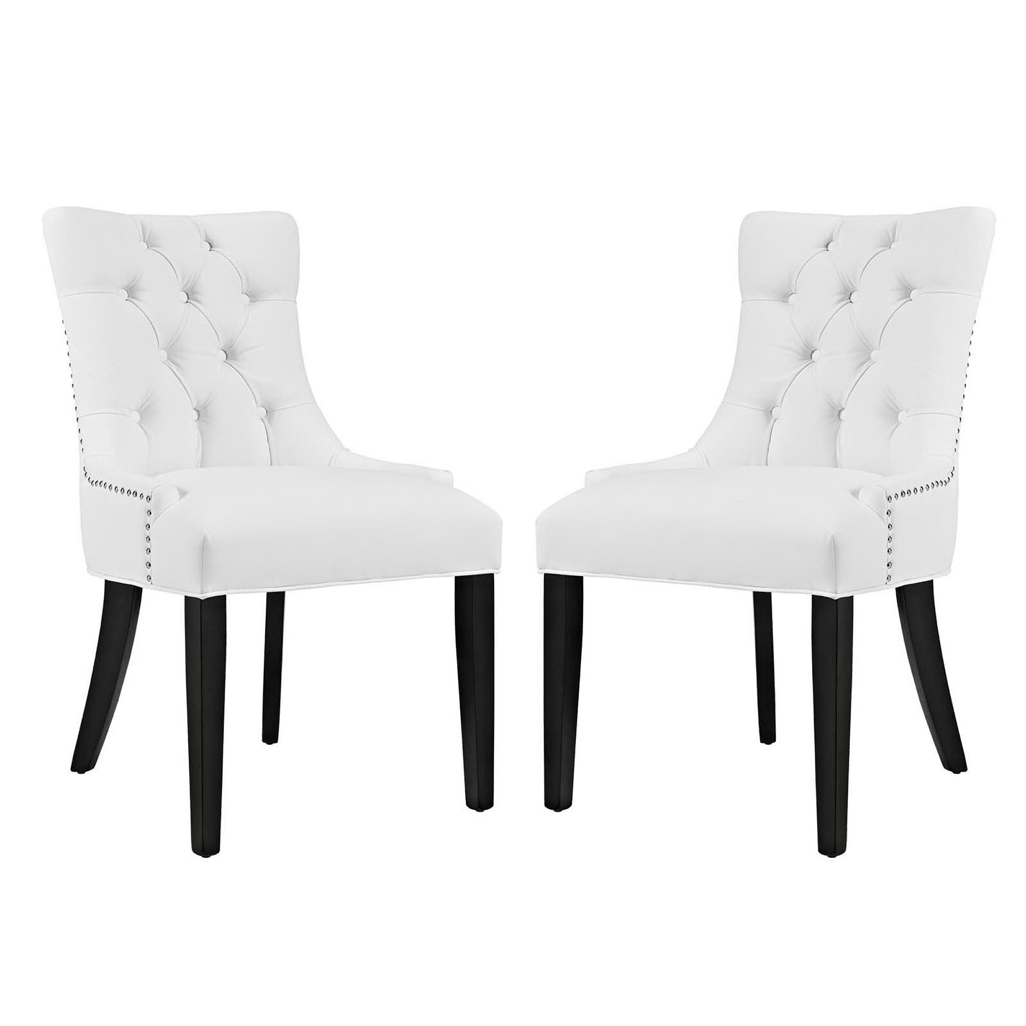 Regent Vinyl Dining Side Chair Set of 2 - White