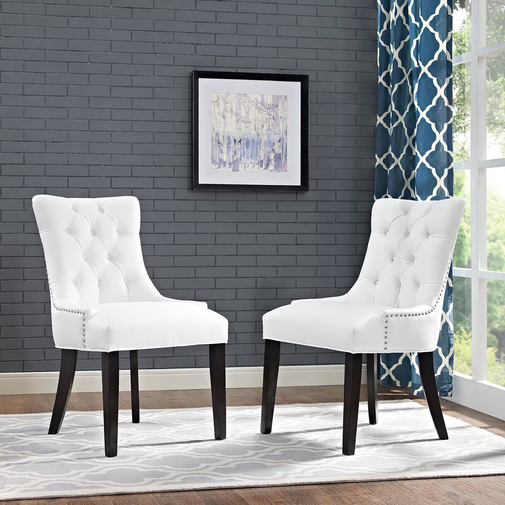 Regent Vinyl Dining Side Chair Set of 2 - White