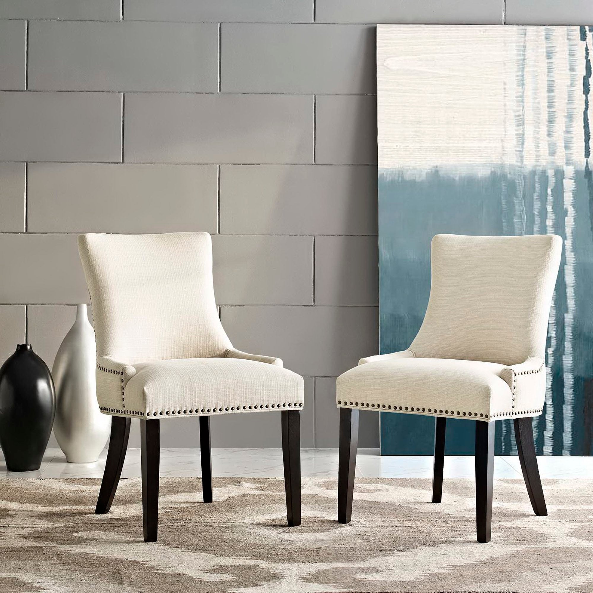 Marquis Fabric Dining Side Chair Set of 2 - Beige