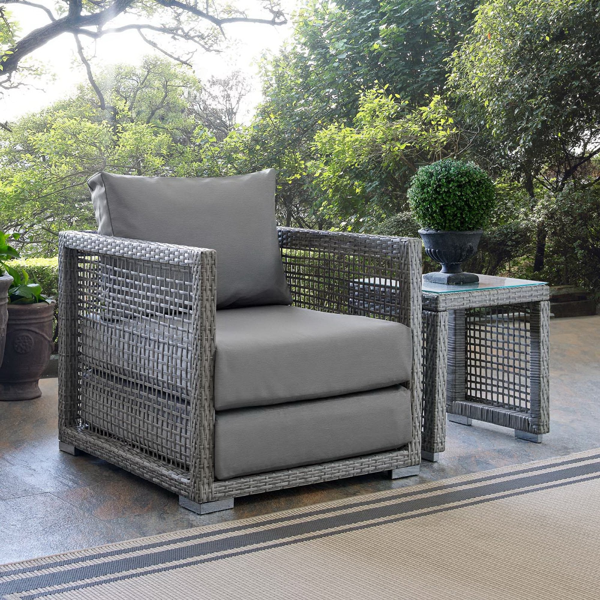 Aura Rattan Outdoor Patio Armchair - Gray Gray